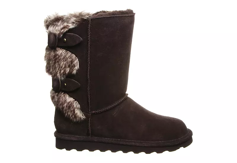 Bearpaw Womens Eloise Wide Calf Fur Boot - Chocolate - Image 2