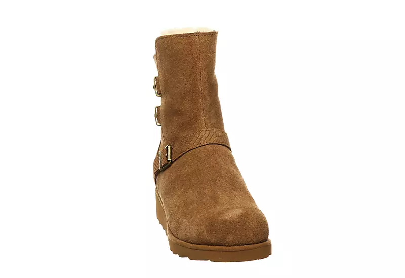 Bearpaw Womens Lucy Fur Wedge Boot - Tan - Image 3