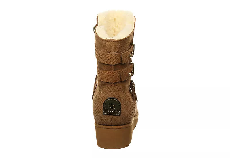Bearpaw Womens Lucy Fur Wedge Boot - Tan - Image 5