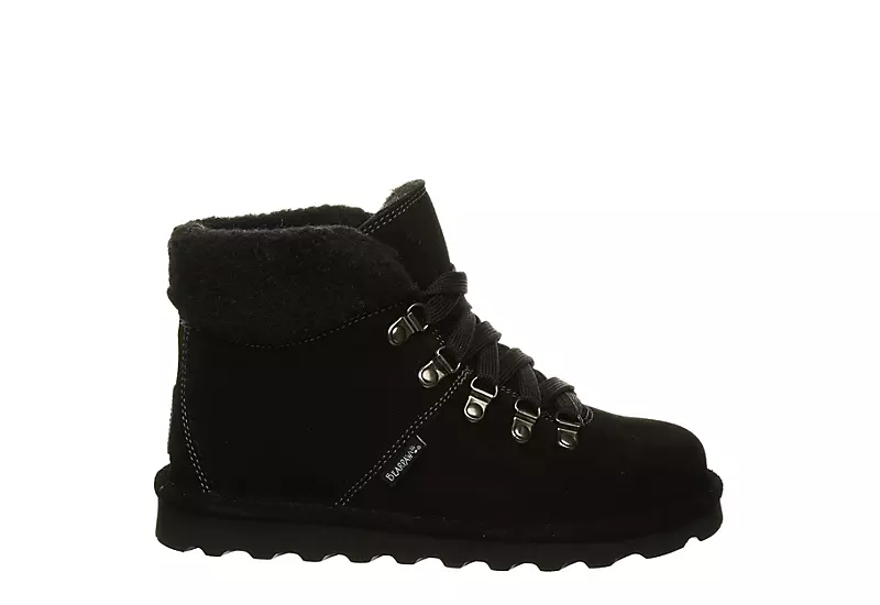 Bearpaw Womens Marta Lace-up Fur Boot - Black - Image 2