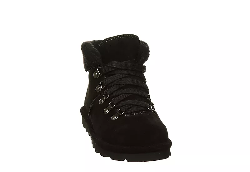 Bearpaw Womens Marta Lace-up Fur Boot - Black - Image 3