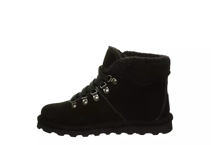 Bearpaw Womens Marta Lace-up Fur Boot - Black - Image 4