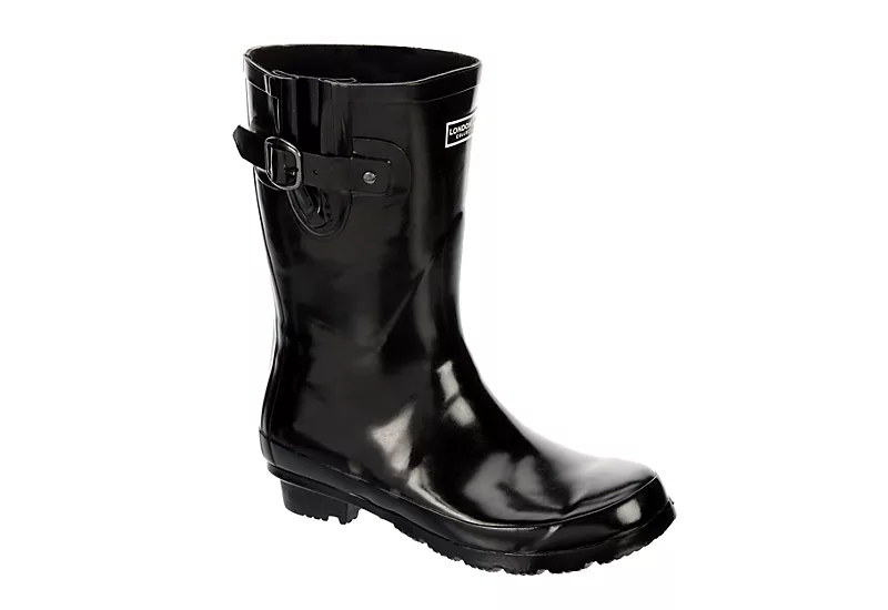 London Fog Womens Piccadilly Rain Boot - Black
