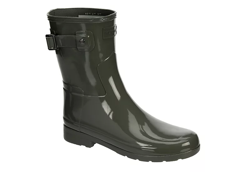 Hunter Boots Llc Womens Original Refined Short Gloss Rain Boot - Grey