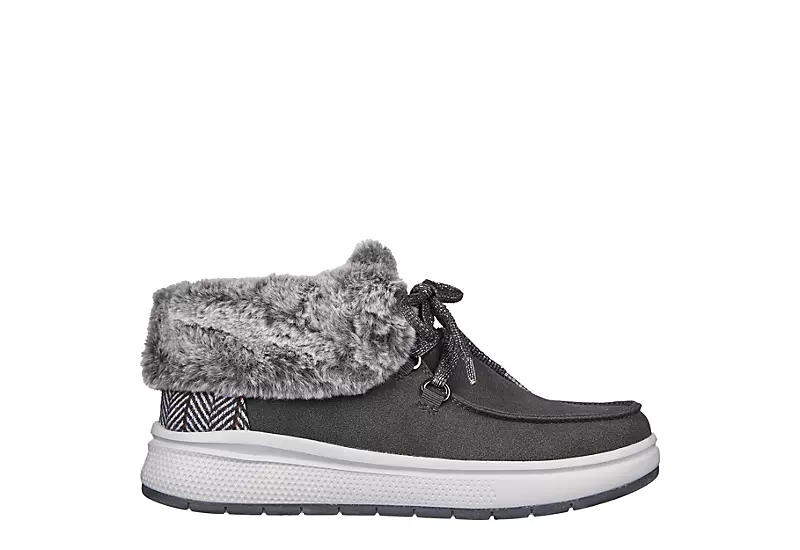 Skechers Womens Skipper Wave Cozy Queen Lace-up Fur Boot - Dark Grey - Image 2