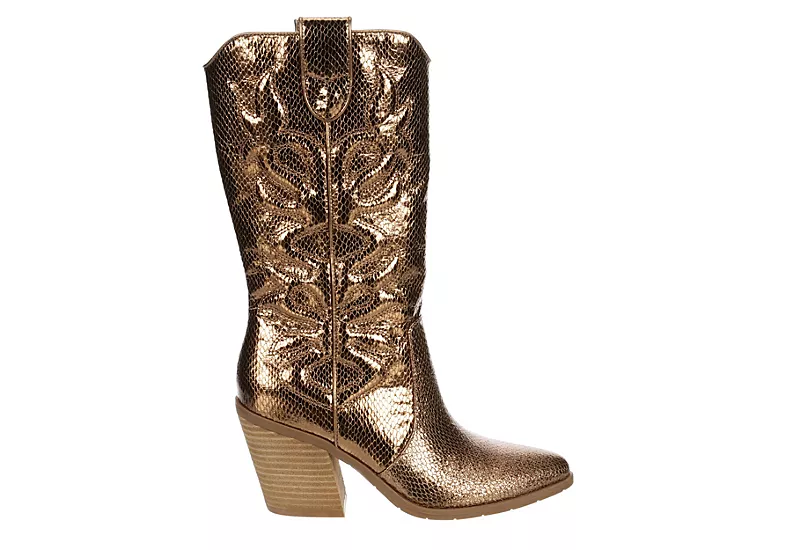 Michael By Michael Shannon Womens Faith Wide Calf Western Boot - Bronze - Image 2