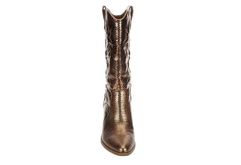 Michael By Michael Shannon Womens Faith Wide Calf Western Boot - Bronze - Image 3