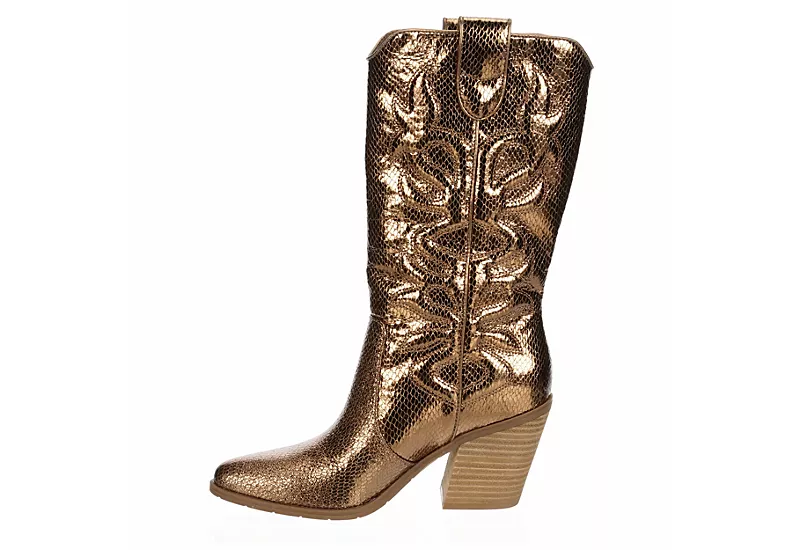 Michael By Michael Shannon Womens Faith Wide Calf Western Boot - Bronze - Image 4
