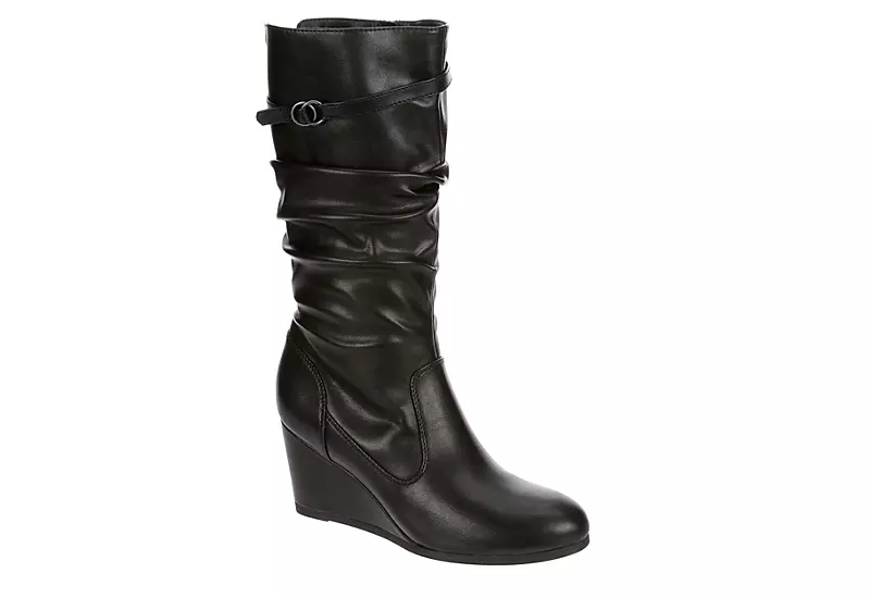 Lauren Blakwell Womens Johanna Wide Calf Wedge Boot - Black