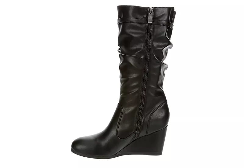 Lauren Blakwell Womens Johanna Wide Calf Wedge Boot - Black - Image 4