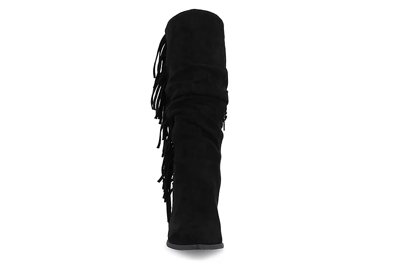 Journee Collection Womens Hartly Fringed Wide Calf Dress Boot - Black - Image 3