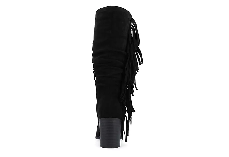 Journee Collection Womens Hartly Fringed Wide Calf Dress Boot - Black - Image 5