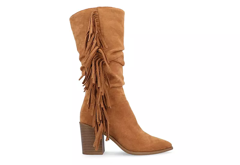 Journee Collection Womens Hartly Fringed Wide Calf Dress Boot - Tan - Image 2