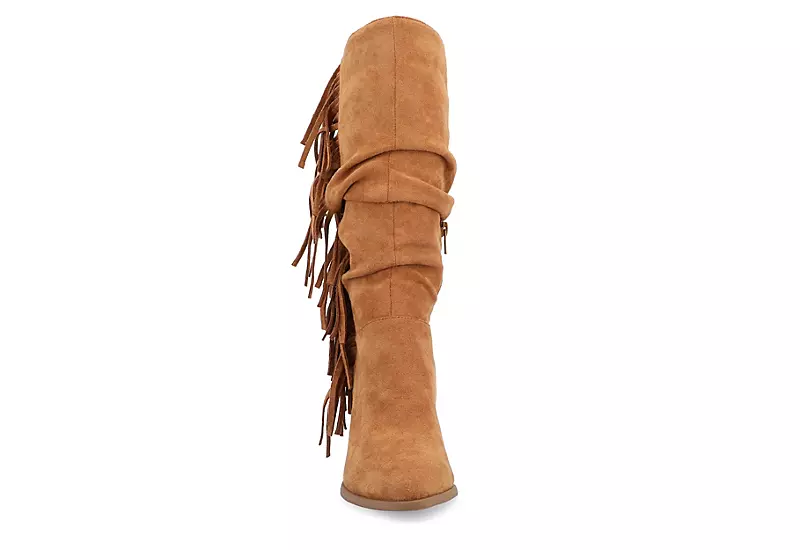 Journee Collection Womens Hartly Fringed Wide Calf Dress Boot - Tan - Image 3
