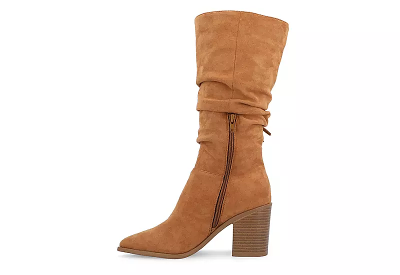 Journee Collection Womens Hartly Fringed Wide Calf Dress Boot - Tan - Image 4