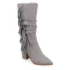 Journee Collection Womens Hartly Fringed Extra Wide Calf Dress Boot - Grey