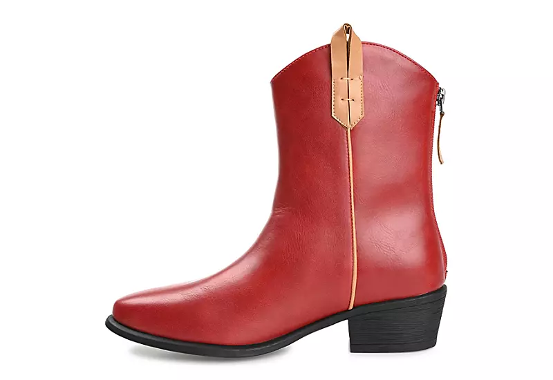 Journee Collection Womens Novva Western Ankle Boot - Red - Image 4