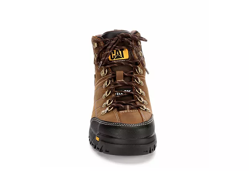 Caterpillar Mens Threshold Waterproof Steel Toe Work Boot - Brown - Image 3